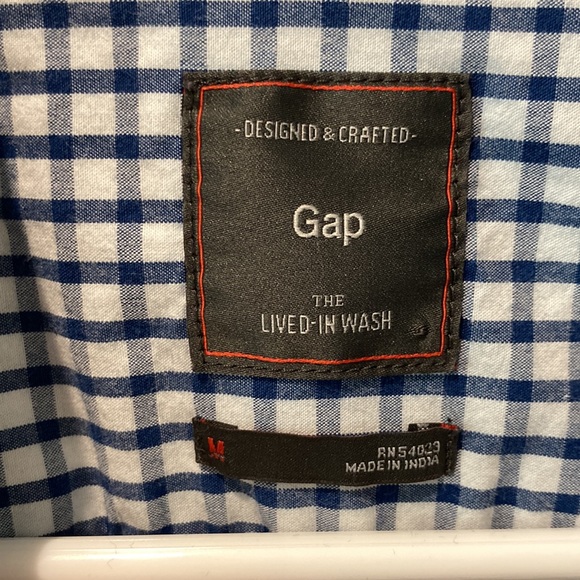 Gap Lived-In Wash Blue Plaid Button Down - Picture 2 of 4